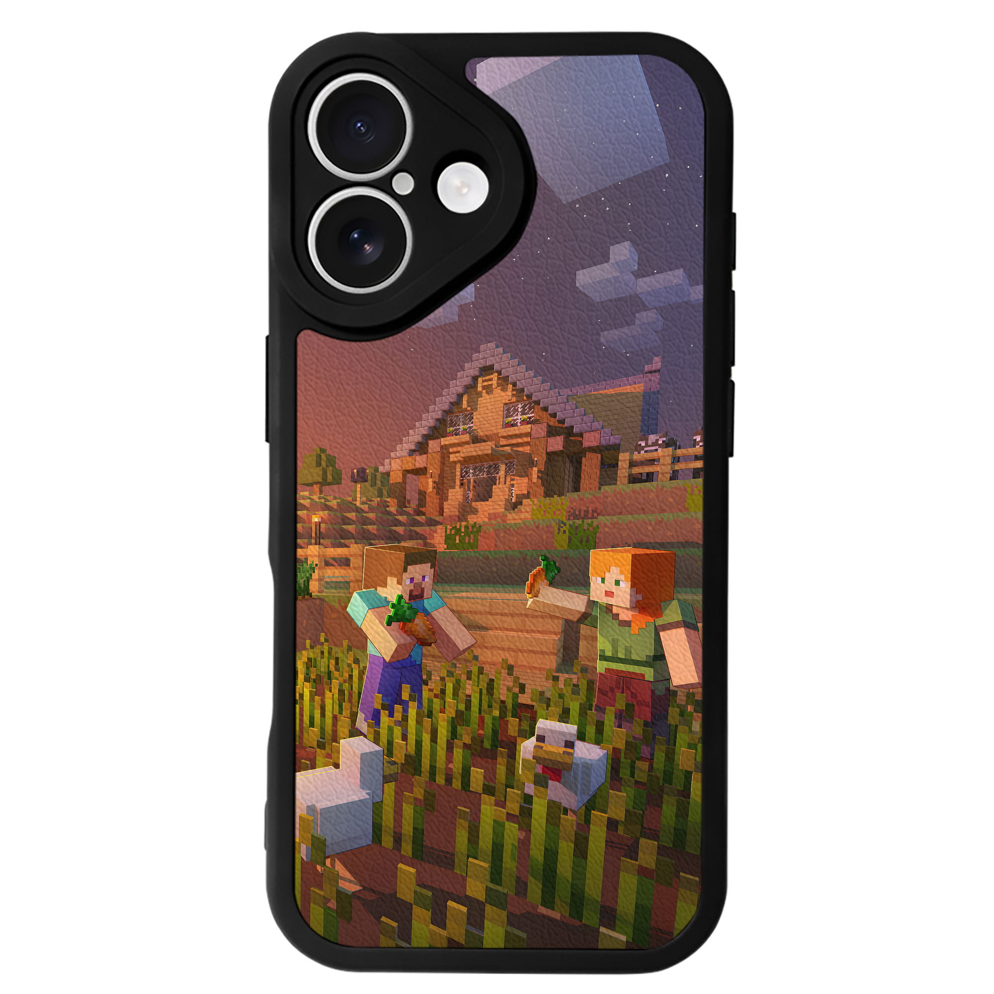 （画像用） マインクラフト ブロックの世界 Minecraft MC Block world 【iPhone 16シリーズ対応】シリコンスマホケース（レザー調） 材質：シリコン